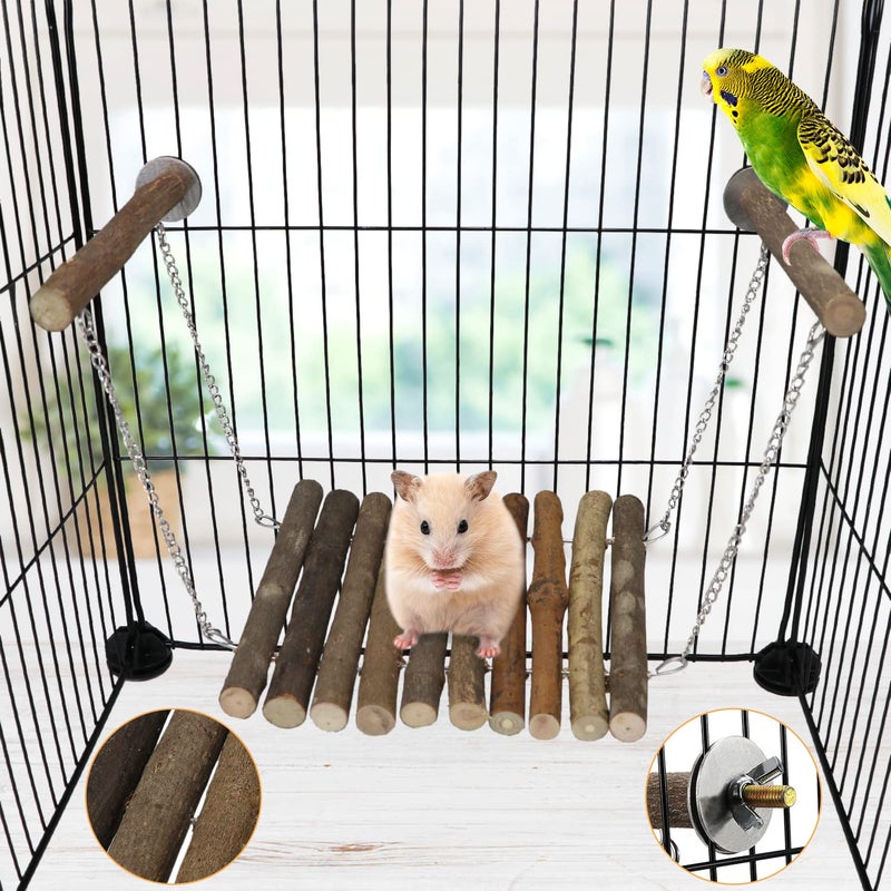 Litewoo Bird Wood Swing Perch Ladder with Hammock Cage Accessories for Bird Parrot Parakeet Cockatiel Lovebirds Budgie Conures Finch - Image 4